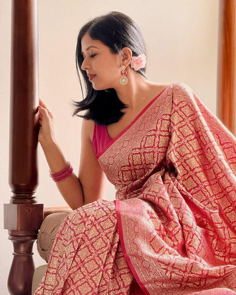 VastraLakshmi Admirable Dark Pink Soft Silk Saree With Evocative Blouse Piece