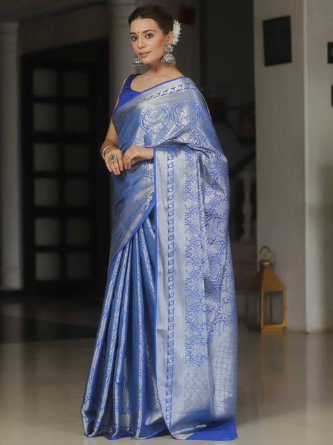 VastraLakshmi Hypnotic Royal Blue Soft Silk Saree With Exquisite Blouse Piece