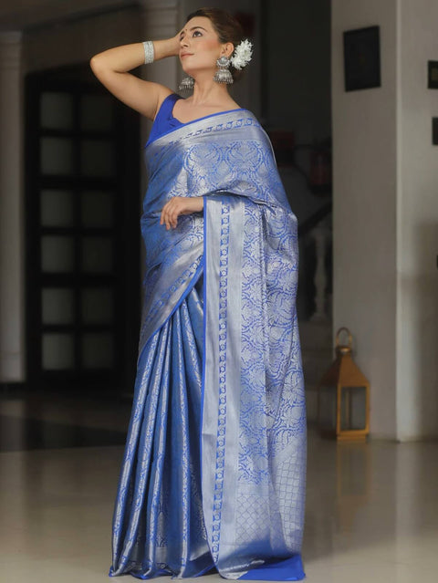 VastraLakshmi Hypnotic Royal Blue Soft Silk Saree With Exquisite Blouse Piece