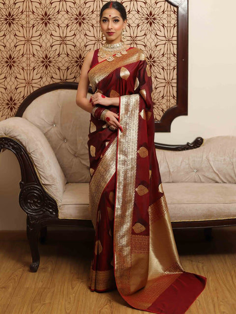 VastraLakshmi Groovy Wine Soft Silk Saree With Engrossing Blouse Piece