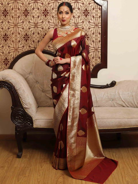 VastraLakshmi Groovy Wine Soft Silk Saree With Engrossing Blouse Piece