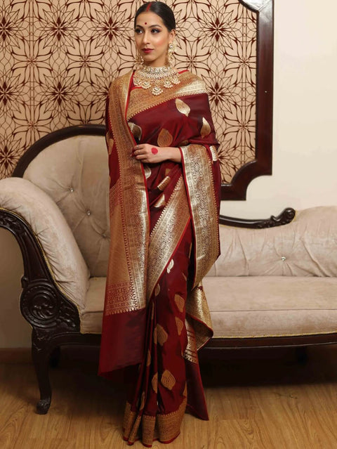 VastraLakshmi Groovy Wine Soft Silk Saree With Engrossing Blouse Piece