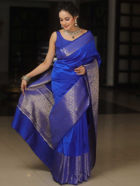 VastraLakshmi Extraordinary Royal Blue Soft Silk Saree With Amazing Blouse Piece