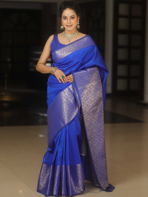 VastraLakshmi Extraordinary Royal Blue Soft Silk Saree With Amazing Blouse Piece