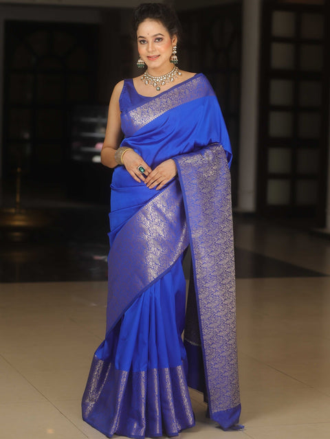 VastraLakshmi Extraordinary Royal Blue Soft Silk Saree With Amazing Blouse Piece