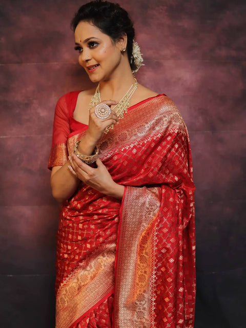 VastraLakshmi Classy Red Soft Silk Saree With Wonderful Blouse Piece