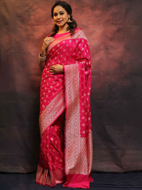 VastraLakshmi Lovely Dark Pink Soft Silk Saree With Invaluable Blouse Piece