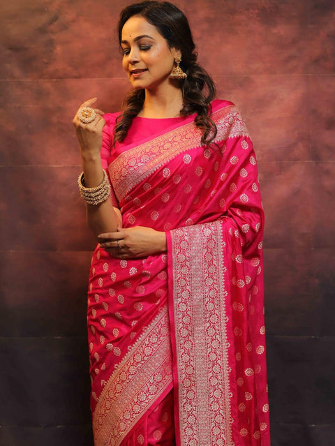 VastraLakshmi Lovely Dark Pink Soft Silk Saree With Invaluable Blouse Piece