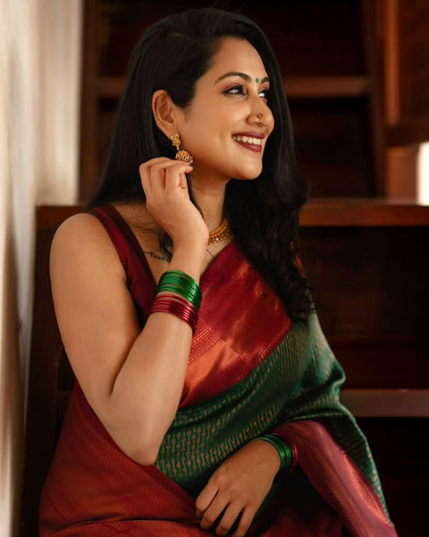 VastraLakshmi Extraordinary Dark Green Soft Silk Saree With Adorning Blouse Piece