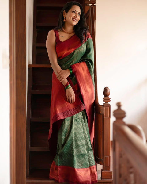 VastraLakshmi Extraordinary Dark Green Soft Silk Saree With Adorning Blouse Piece