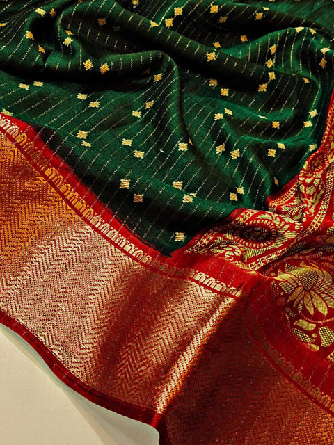 VastraLakshmi Charismatic Dark Green Digital Printed Dola Silk Saree With Prodigal Blouse Piece