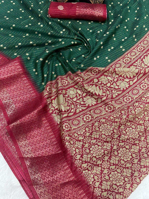 VastraLakshmi Charismatic Dark Green Digital Printed Dola Silk Saree With Prodigal Blouse Piece