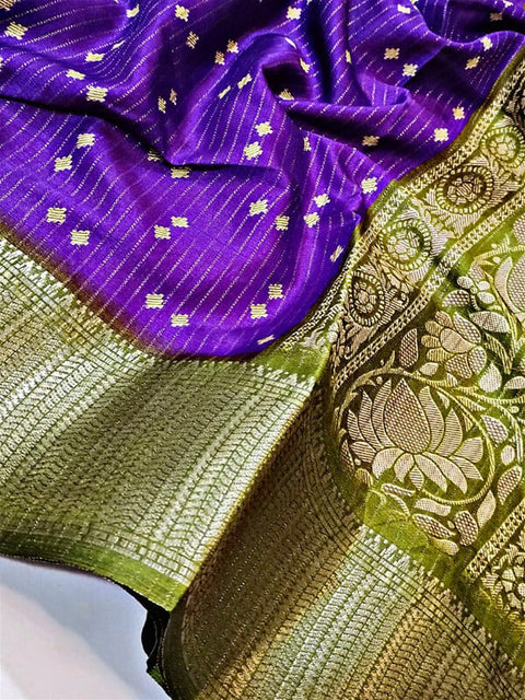 VastraLakshmi Supernal Purple Printed Dola Silk Saree With Luxuriant Blouse Piece