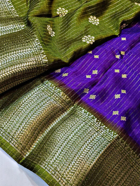 VastraLakshmi Supernal Purple Printed Dola Silk Saree With Luxuriant Blouse Piece