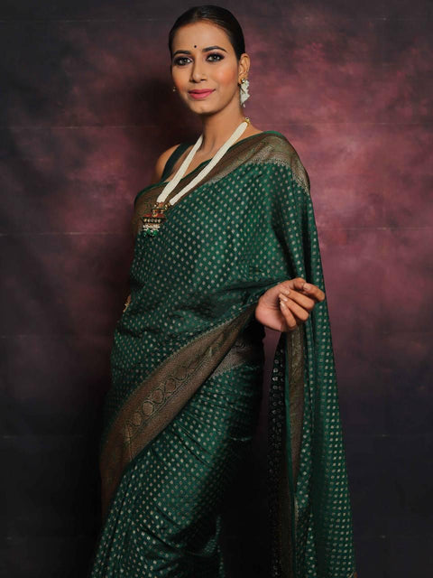 VastraLakshmi Radiant Dark Green Soft Silk Saree With Exquisite Blouse Piece