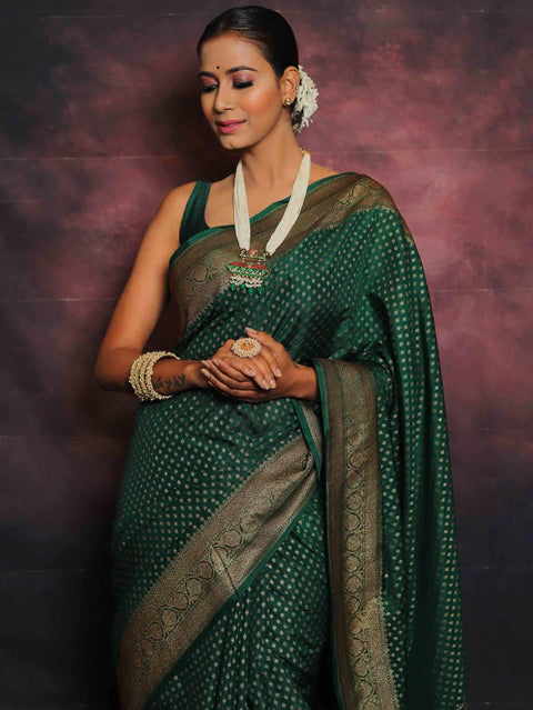 VastraLakshmi Radiant Dark Green Soft Silk Saree With Exquisite Blouse Piece