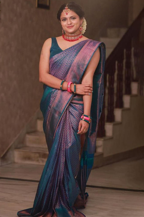 VastraLakshmi Charming Rama Soft Silk Saree With Preferable Blouse Piece