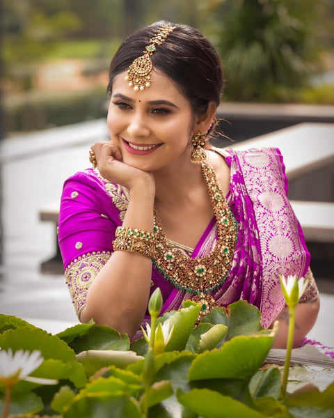 VastraLakshmi Fugacious Magenta Soft Silk Saree With Demesne Blouse Piece