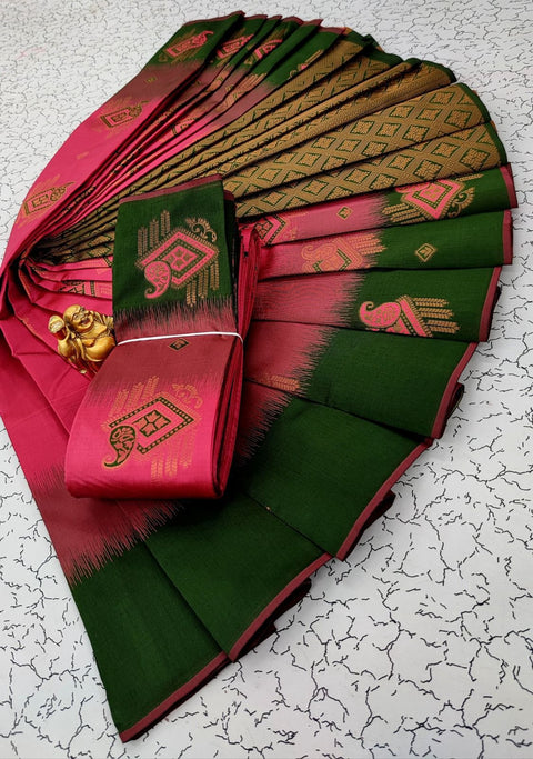 VastraLakshmi Desiring Dark Pink Soft Banarasi Silk Saree With Engrossing Blouse Piece