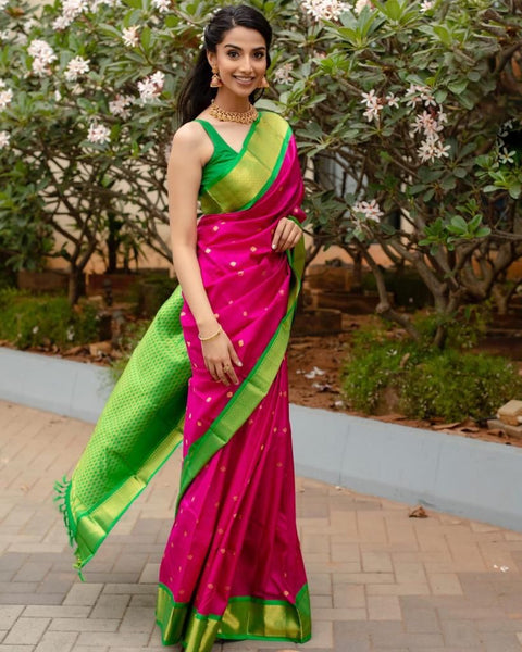 VastraLakshmi Lovely Dark Pink Soft Silk Saree With Glowing Blouse Piece