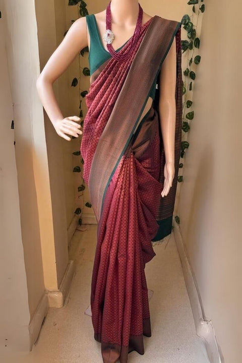 VastraLakshmi Embellished Maroon Soft Silk Saree With Mellifluous Blouse Piece