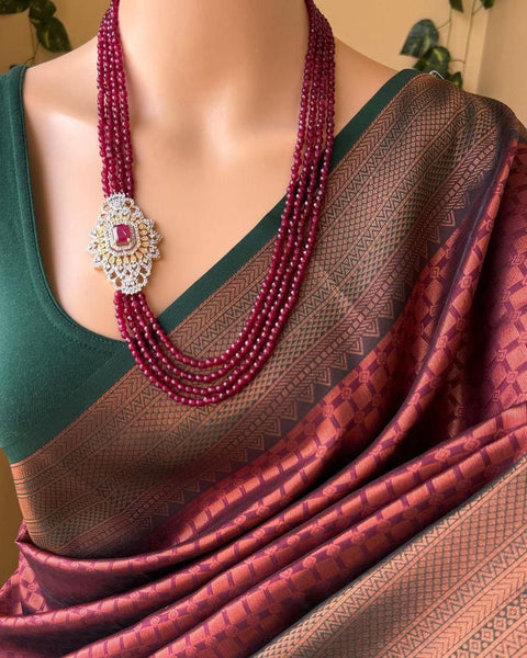 VastraLakshmi Embellished Maroon Soft Silk Saree With Mellifluous Blouse Piece