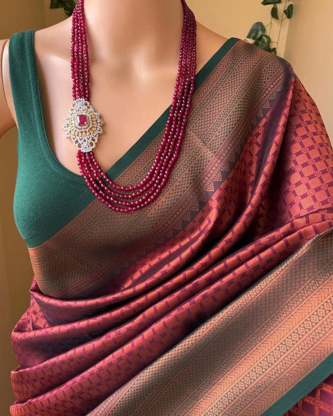 VastraLakshmi Embellished Maroon Soft Silk Saree With Mellifluous Blouse Piece