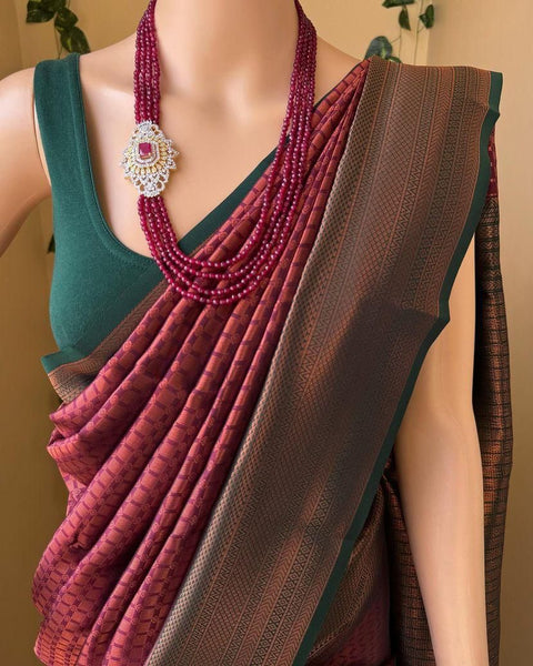 VastraLakshmi Embellished Maroon Soft Silk Saree With Mellifluous Blouse Piece