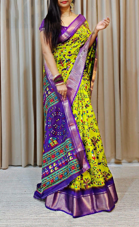 VastraLakshmi Engrossing Perrot Digital Printed Soft Silk Saree With Hypnotic Blouse Piece