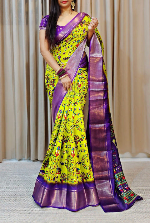 VastraLakshmi Engrossing Perrot Digital Printed Soft Silk Saree With Hypnotic Blouse Piece