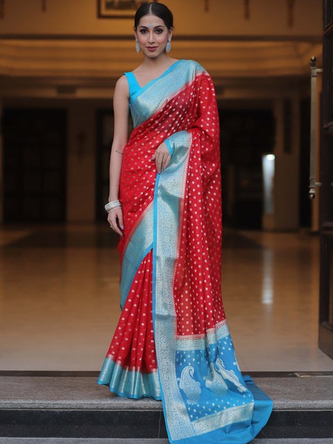 VastraLakshmi Extraordinary Red Soft Silk Saree With Desiring Blouse Piece