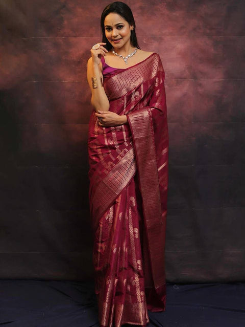 VastraLakshmi Alluring Wine Soft Silk Saree With Amazing Blouse Piece