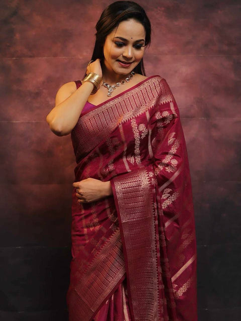 VastraLakshmi Alluring Wine Soft Silk Saree With Amazing Blouse Piece