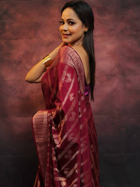 VastraLakshmi Alluring Wine Soft Silk Saree With Amazing Blouse Piece