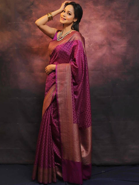 VastraLakshmi Innovative Purple Soft Silk Saree With Jazzy Blouse Piece