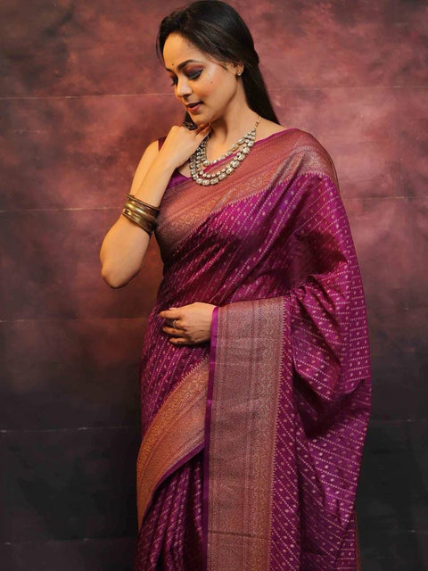 VastraLakshmi Innovative Purple Soft Silk Saree With Jazzy Blouse Piece