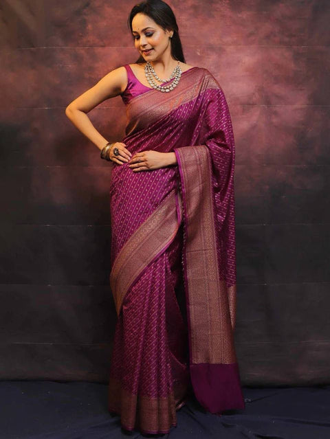 VastraLakshmi Innovative Purple Soft Silk Saree With Jazzy Blouse Piece