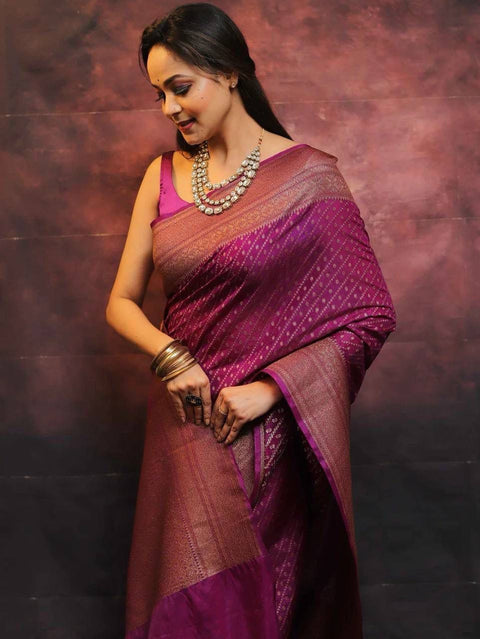 VastraLakshmi Innovative Purple Soft Silk Saree With Jazzy Blouse Piece