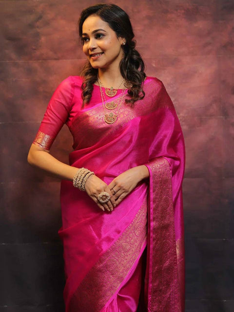 VastraLakshmi Mesmeric Dark Pink Soft Silk Saree With Fairytale Blouse Piece