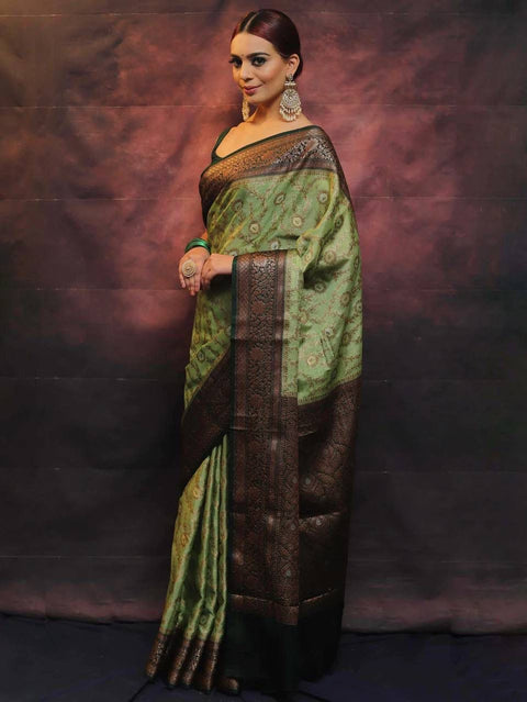 VastraLakshmi Precious Pista Soft Silk Saree With Smart Blouse Piece