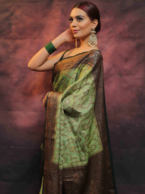 VastraLakshmi Precious Pista Soft Silk Saree With Smart Blouse Piece