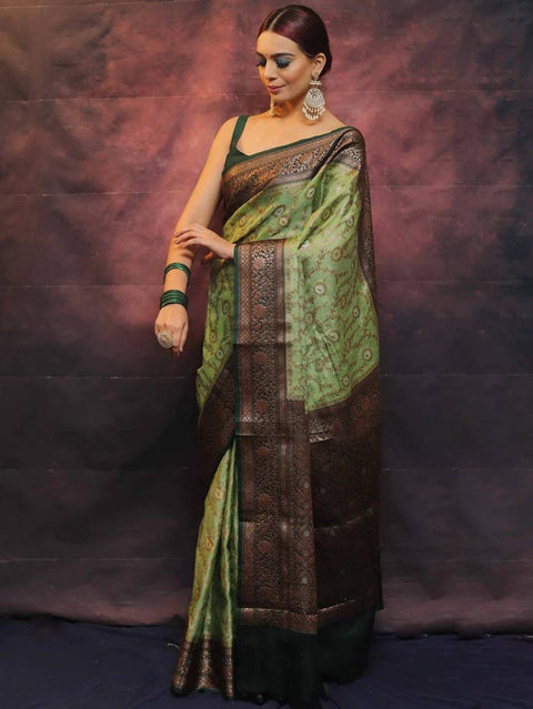 VastraLakshmi Precious Pista Soft Silk Saree With Smart Blouse Piece