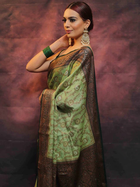 VastraLakshmi Precious Pista Soft Silk Saree With Smart Blouse Piece