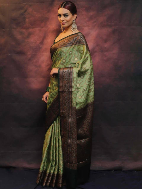 VastraLakshmi Precious Pista Soft Silk Saree With Smart Blouse Piece