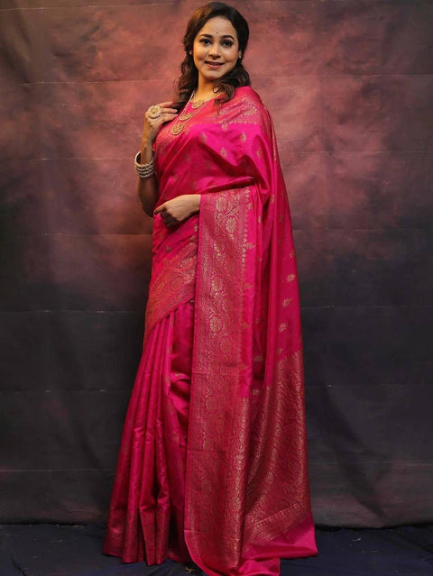 VastraLakshmi Jazzy Dark Pink Soft Silk Saree With Appealing Blouse Piece