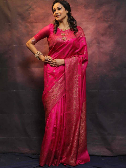 VastraLakshmi Jazzy Dark Pink Soft Silk Saree With Appealing Blouse Piece