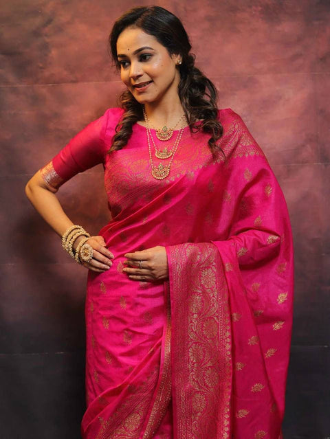 VastraLakshmi Jazzy Dark Pink Soft Silk Saree With Appealing Blouse Piece