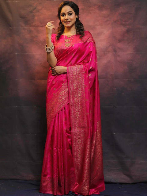 VastraLakshmi Jazzy Dark Pink Soft Silk Saree With Appealing Blouse Piece