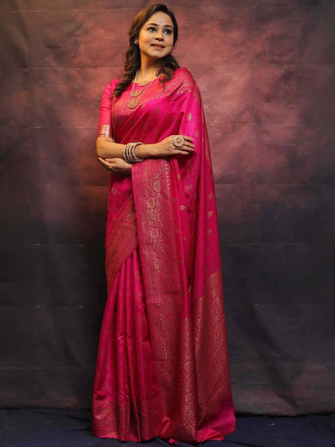 VastraLakshmi Jazzy Dark Pink Soft Silk Saree With Appealing Blouse Piece