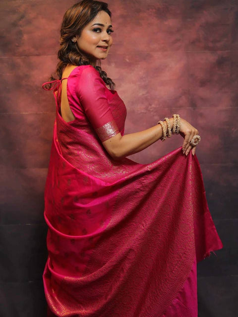 VastraLakshmi Jazzy Dark Pink Soft Silk Saree With Appealing Blouse Piece